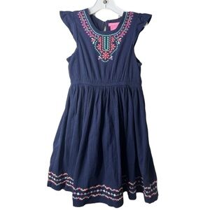 Isaac Mizrahi Navy Dress With Embroidery. Size 7, Great Condition. Boho